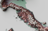 Italy Exaggerated Relief Map