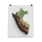 Peru Exaggerated Relief Map