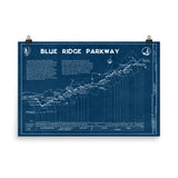 Blue Ridge Parkway 1997 Map Blueprint Style