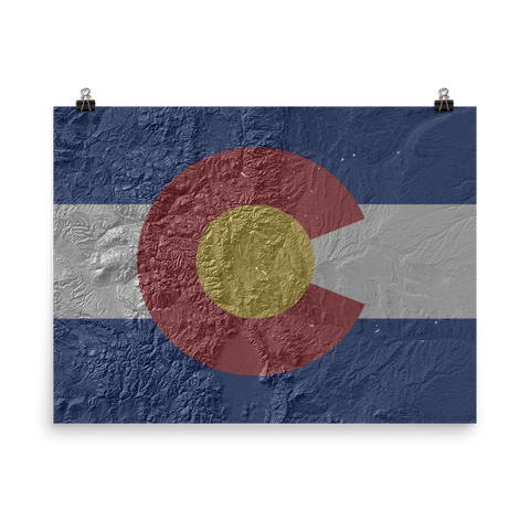 Colorado Hillshade Flag Poster