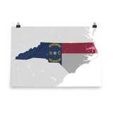 North Carolina Physical Map Flag Poster